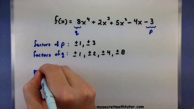 Pre-Calculus - Rational roots theorem for polynomials