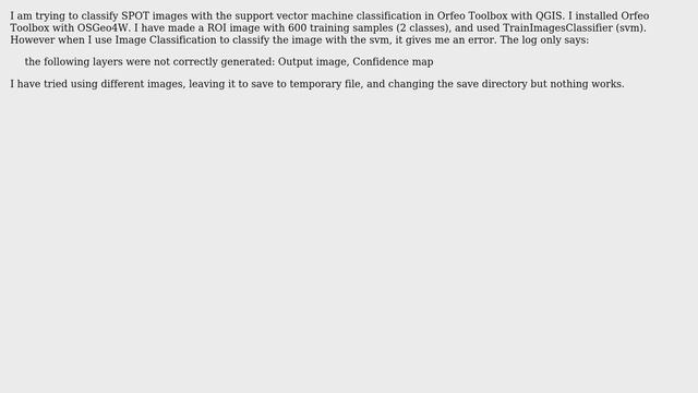 GIS: QGIS - Orfeo Toolbox: how to run support vector machine classification?