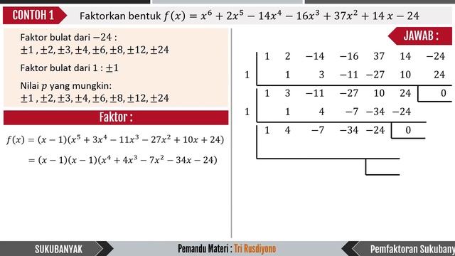 12  Contoh Pemfaktoran Sukubanyak 1