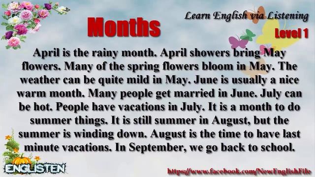 Months Learn English via Listening Level 1 Unit 43