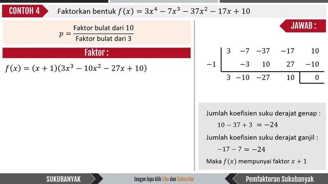 12  Contoh Pemfaktoran Sukubanyak 4
