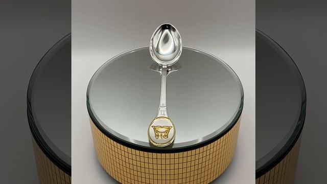 Серебряная ложка со знаком зодиака Близнецы золочение 133, Б930747ж3