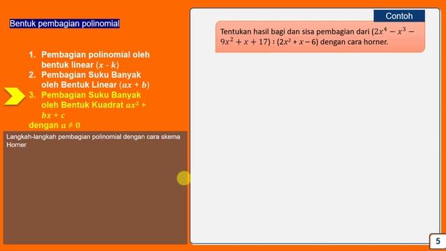 Polinomial (3) Pembagian Suku Banyak/Polinomial