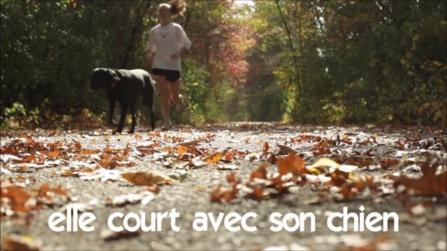 Французский язык для начинающих # Vocabulaire # elle court avec son chien