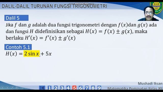 Beberapa Teorema dalam Turunan Fungsi Trigonometri