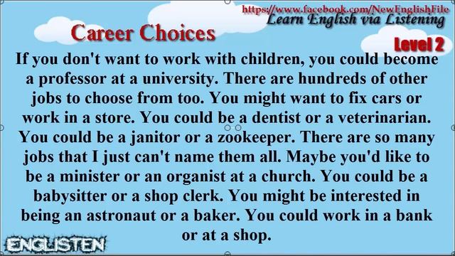Career Choices Unit 43  Learn English via Listening Level 2