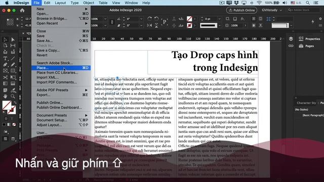 Dùng frame để tạo Drop caps hình trong Indesign