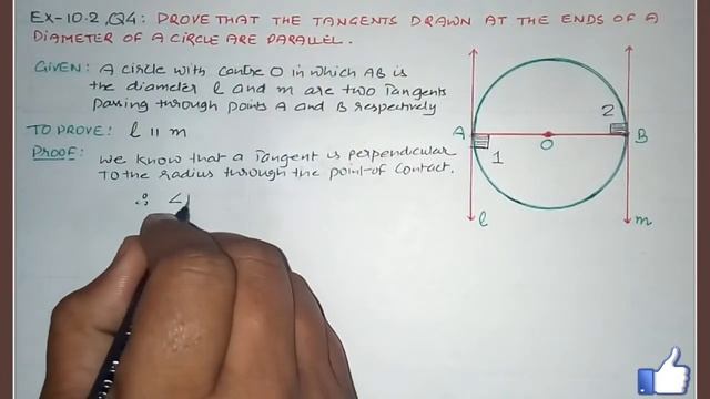 Class-10 Ex-10.2 Q4 (Circles), Prove that the tangents drawn at the ends of diameter of a circle ar
