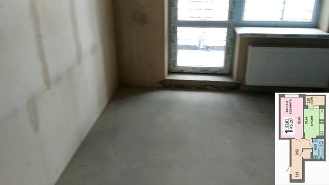 Однокомнатная квартира 43.2 кв.м в ЖД Кировский.