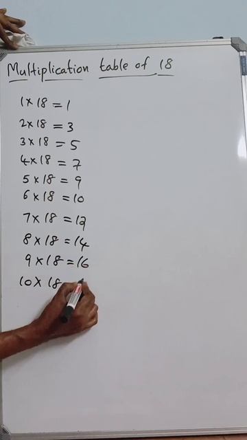 EASY METHOD TO STUDY MULTIPLICATION TABLE OF 18