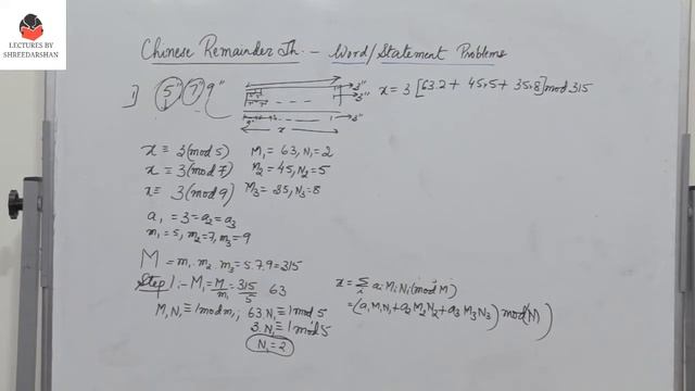 Chinese Remainder Theorem - Statement Problems - 1 | Cryptography