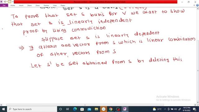 Theorem on Basis (vector Space)