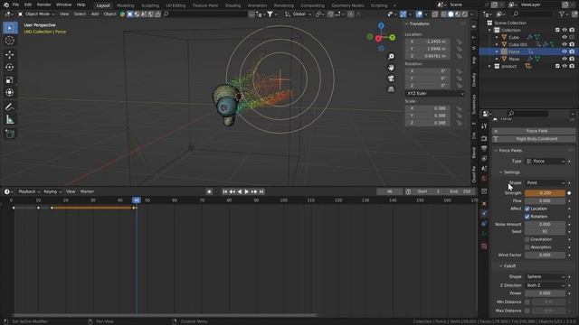 Product water splash Simulation in blender