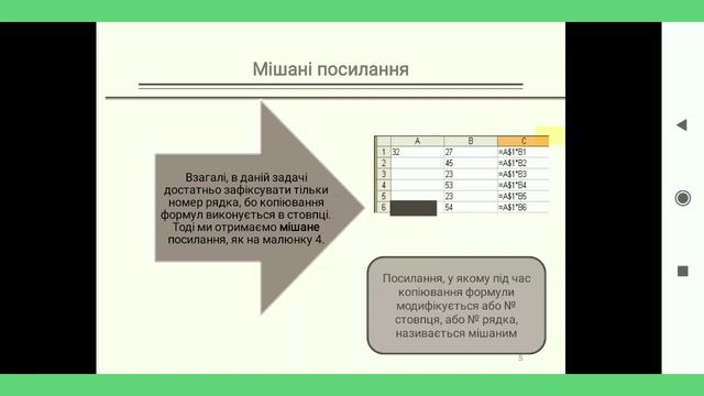 "Абсолютні, відносні та мішані посилання" для учнів 8 класу
