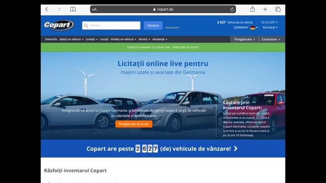 Copart Two-Lane Auctions Tutorial Romanian