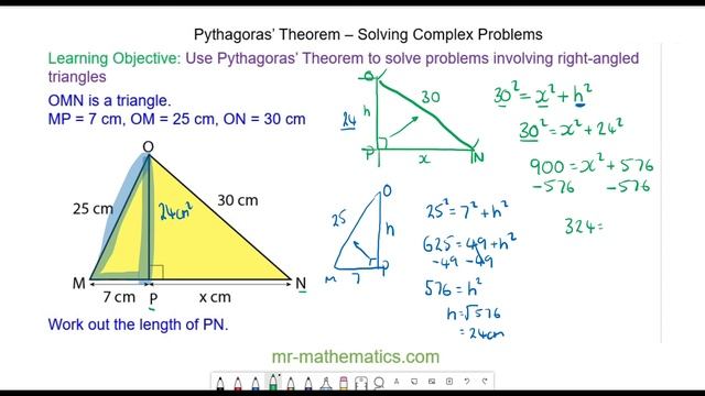 Solving Problems with Right-Angled Triangles using Pythagoras' Theorem