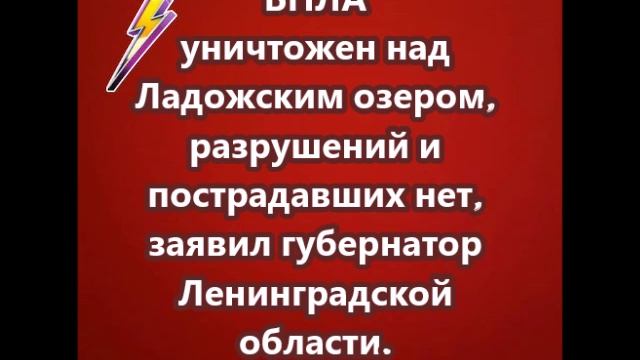 БПЛА уничтожен над Ладожским озером