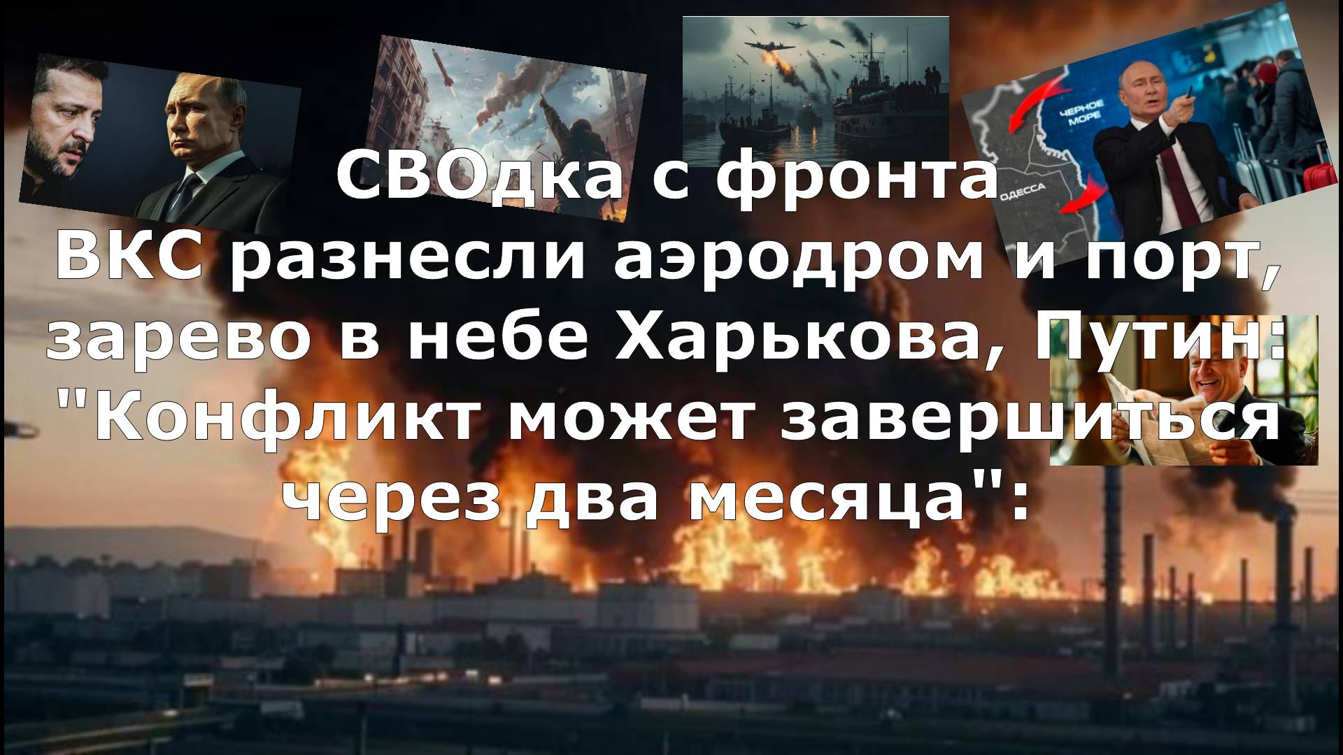 СВОдка с фронта
ВКС разнесли аэродром и порт, зарево в небе Харькова, Путин: "Конфликт может заверши