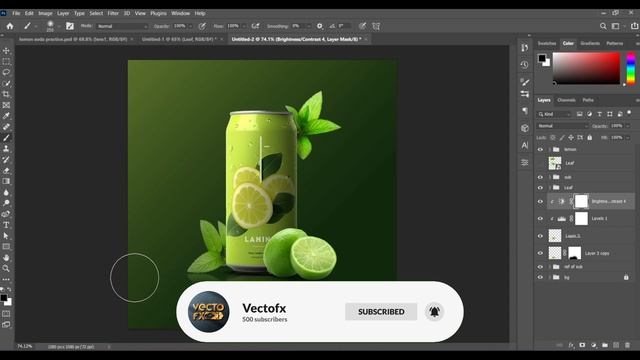 Product manipulation in Photoshop | Lemon juice advertising poster design | Hindi Tutorial