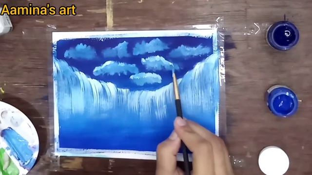 waterfall/dolphin painting for beginners/poster colour