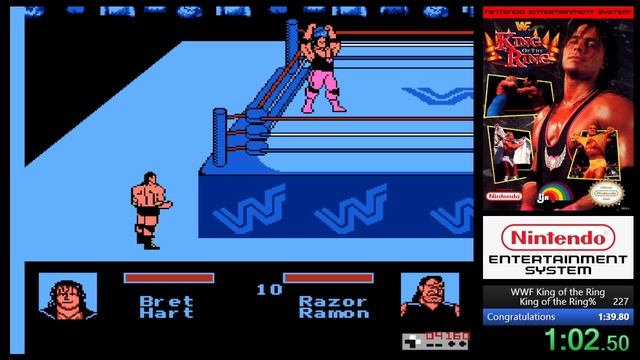 WWF King of the Ring (NES) Speedrun in 1m 39s 267ms