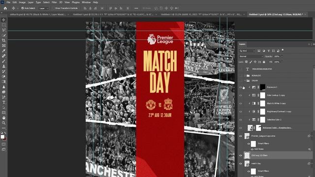 FREE PSD 🔵⚪ | MatchDay Poster Design | Photoshop Tutorial | Matchday | Praveenkumar.psd
