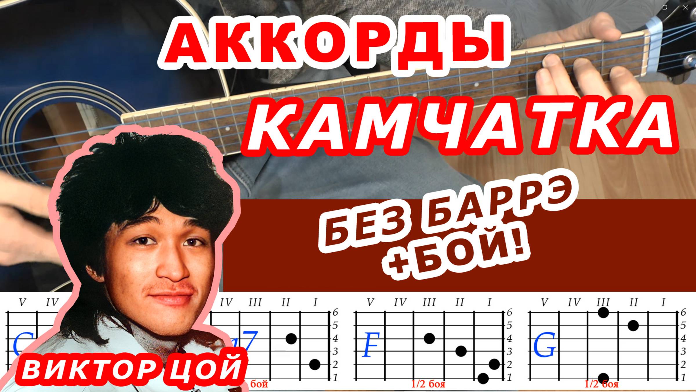 КАМЧАТКА Аккорды 🎸 ВИКТОР ЦОЙ группа КИНО ♪ Разбор песни на гитаре без баррэ ♫ Для начинающих