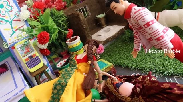 Barbie Doll All Day Routine In Indian Village / Radha ki kahani / Barbie doll bedtime story