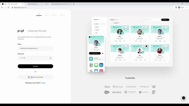 Create a Free Digital Business card with Popl | Creating an account