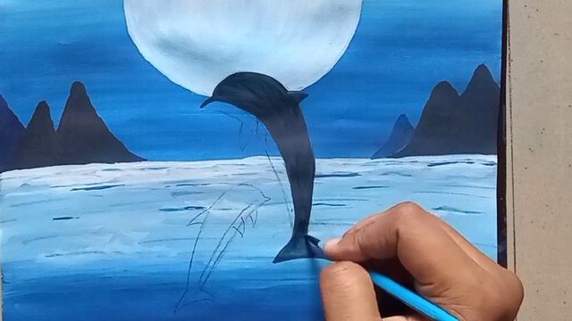 how to make dolphin painting| poster color|