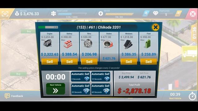 Car Chikoda 3201 Repair Vehicle parts Sell | Junkyard Tycoon