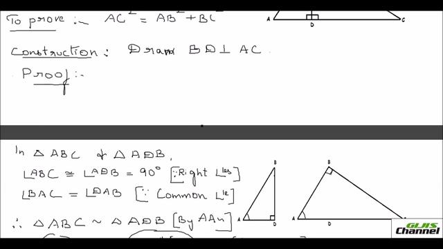 Proving Pythagorus theorem based on similar triangles