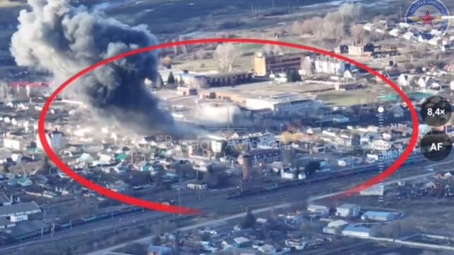 Удар ОДАБ-1500 по живой силе противника засевшего в здании школы