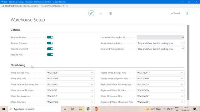 Warehouse Setup in Dynamics 365 Business Central