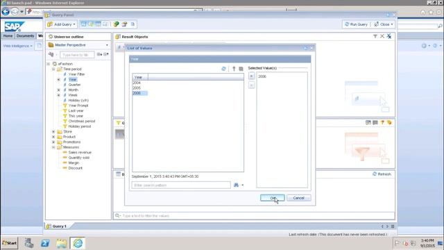 SAP Webi - Queries Using Universe