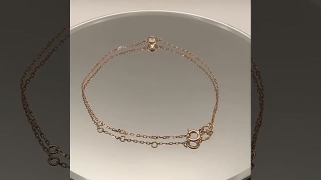 Серебряный браслет цепочка с фианитом золочение Б73810031