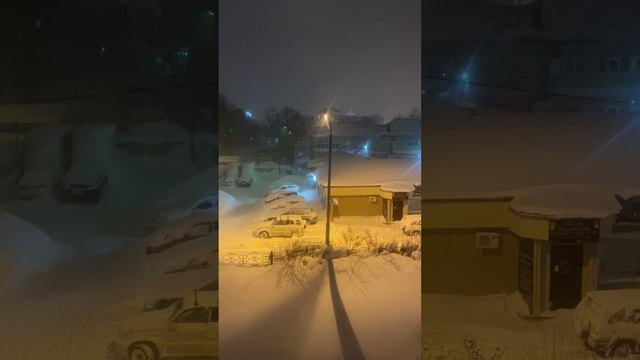Сахалин, Южно-Сахалинск, третий день метет снег.