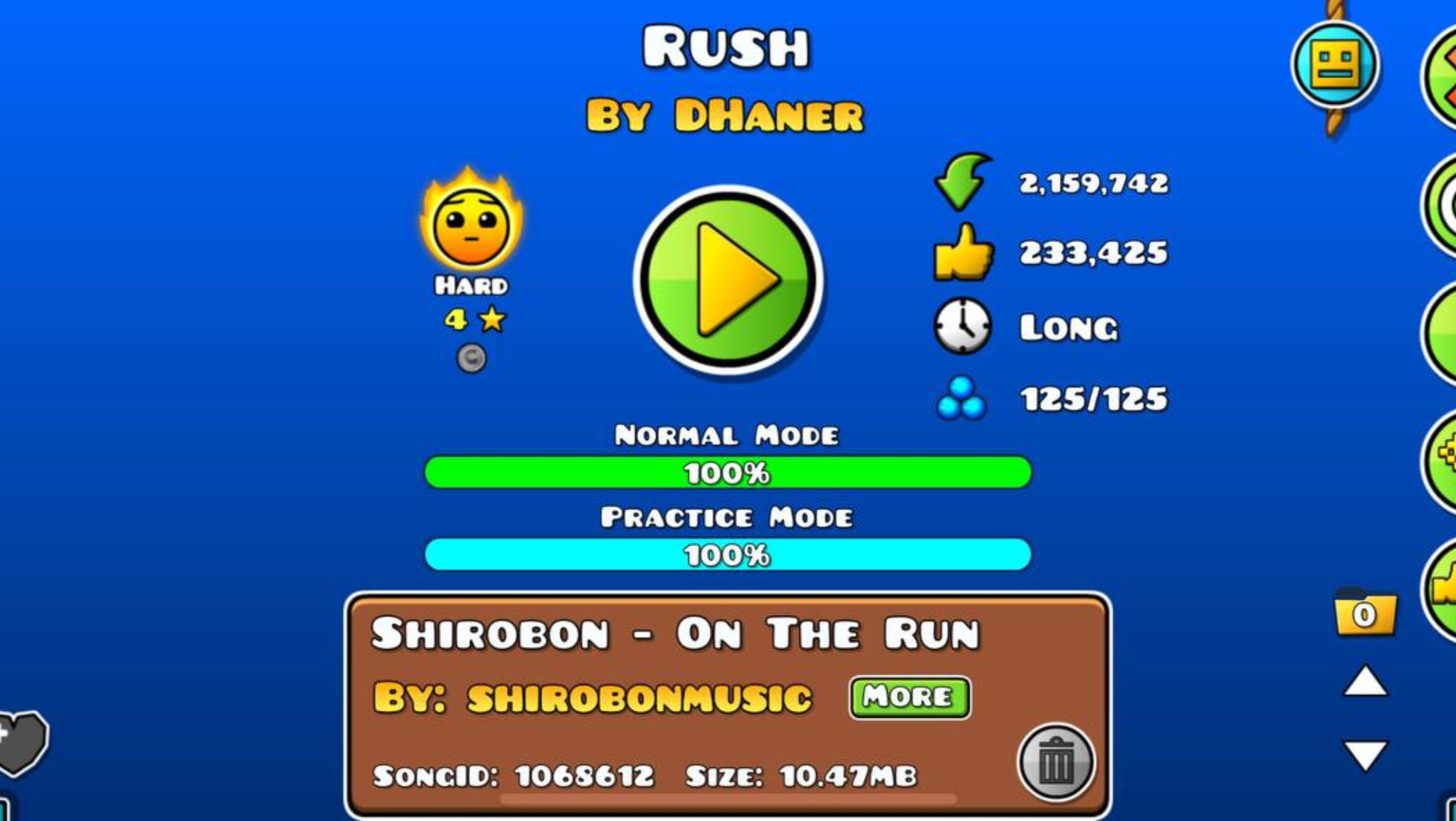 Rush / geometry dash 2.207 ( not of mulpan)