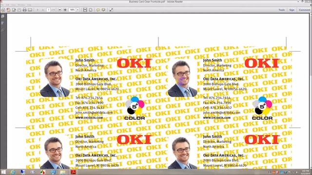 OKI C941dn - 2 Sided Business Card Printed onto 2 Color Card Stock