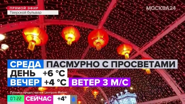 "Утро": +6 градусов ожидается в Москве днем 29 января