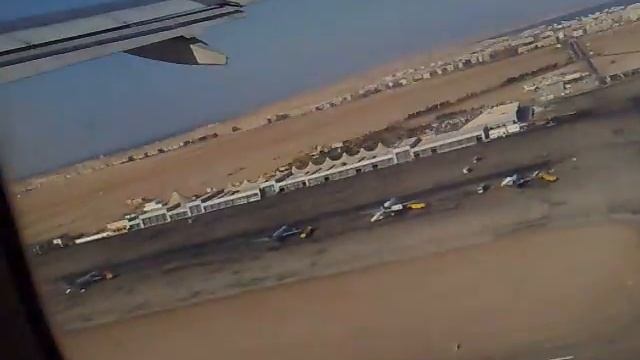 Take off from Sharm el Sheikh airport - view from passenger site.