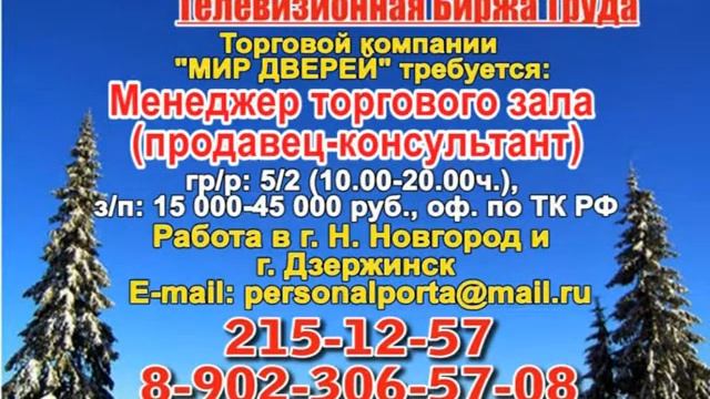 10 февраля_14.50_РАБОТА В НИЖНЕМ НОВГОРОДЕ_Телевизионная Биржа Труда