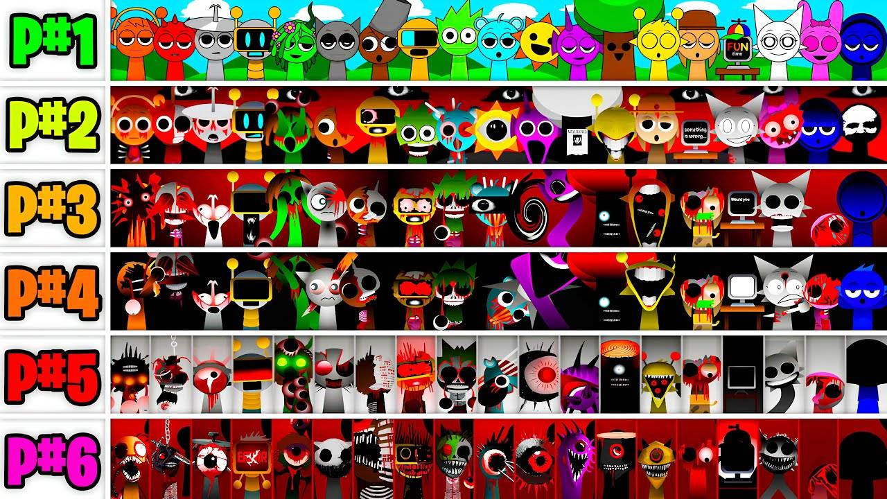 Incredibox Sprunki Все персонажи вместе из фаз 1-6! Новый мод