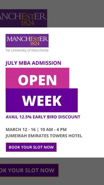The Manchester MBA Open Week - Get Early Bird Discount of 12.5%