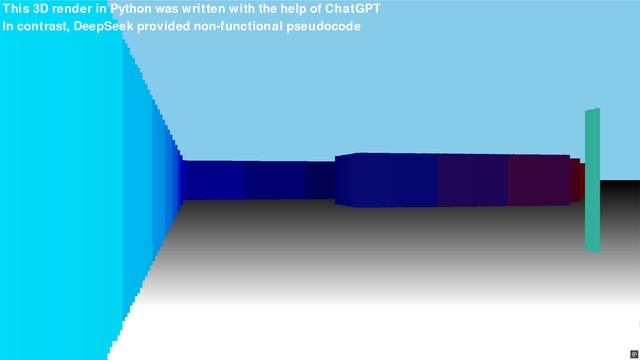 3D render Python written with the ChatGPT. In contrast, DeepSeek provided non-functional pseudocode