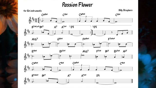 Passion Flower Strayhorn Backing track score for Eb alto instruments_270p_360p