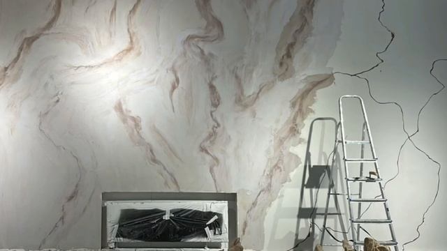 Имитация мрамора на стене | отделочные работы Москва