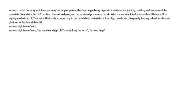 Definition of the word "Cliff"