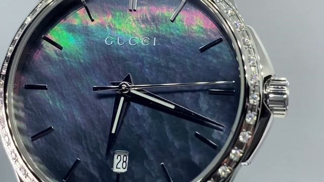 Gucci G-Timeless Black Mother of Pearl Diamond Unisex Watch YA126458