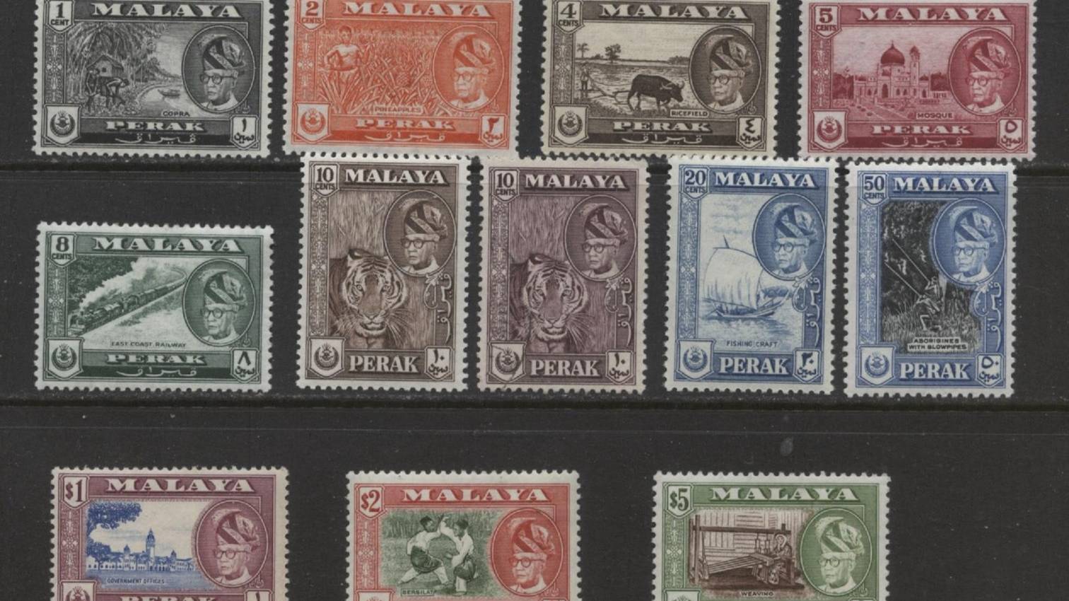 Обзор на распаковку почтовых марок Малайских штатов: Перак 1957 и 1965 гг. и Перлиз 1957 и 1965 гг.